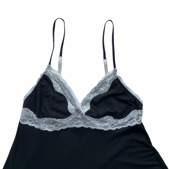 Victoria’ Secret Black Nightie With White Lace Trim Size Medium - Picture 3 of 9